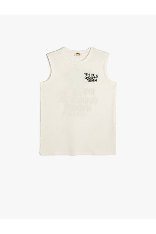 Ribbed tank top with round neck, slogan print on front and back - 4