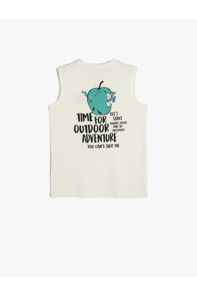 Ribbed tank top with round neck, slogan print on front and back - 5