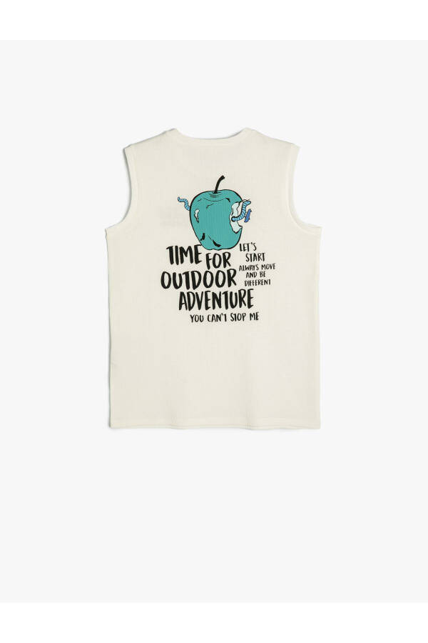 Ribbed tank top with round neck, slogan print on front and back - 5