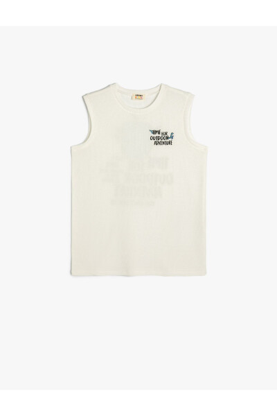 Ribbed tank top with round neck, slogan print on front and back - 1