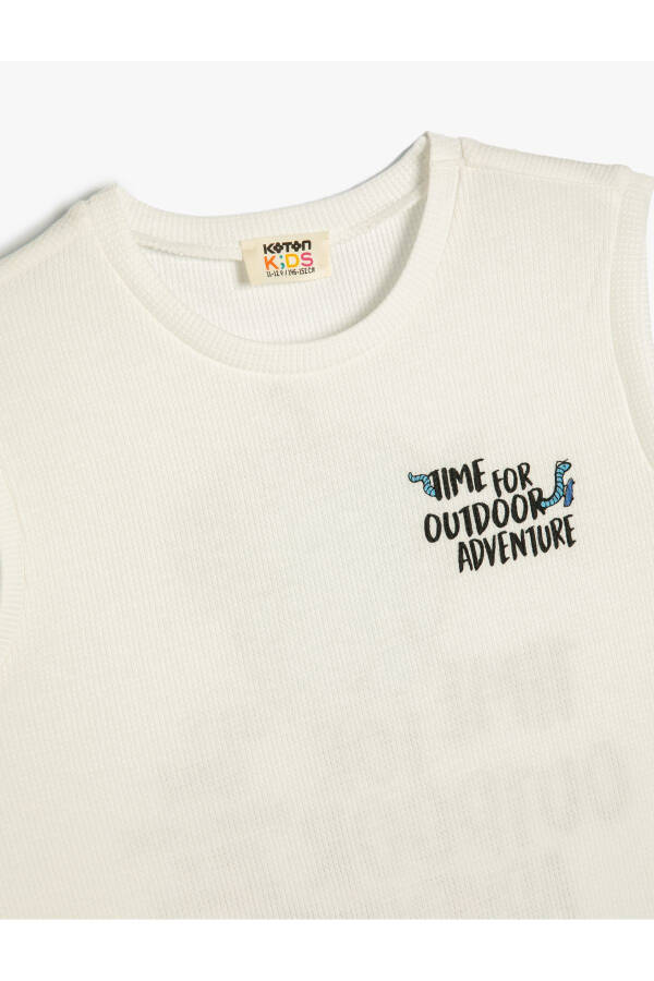 Ribbed tank top with round neck, slogan print on front and back - 3