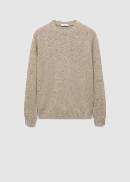 Ribbed wool knit sweater in sand beige. - 1