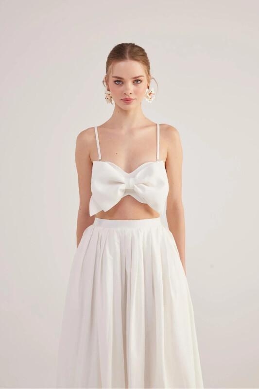 Ribbon Crop Jazmin Blouse White - 1