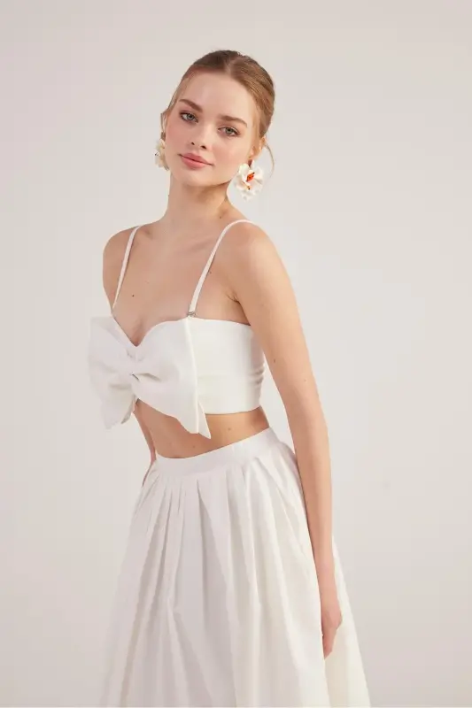 Ribbon Crop Jazmin Blouse White - 2