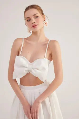 Ribbon Crop Jazmin Blouse White - 3