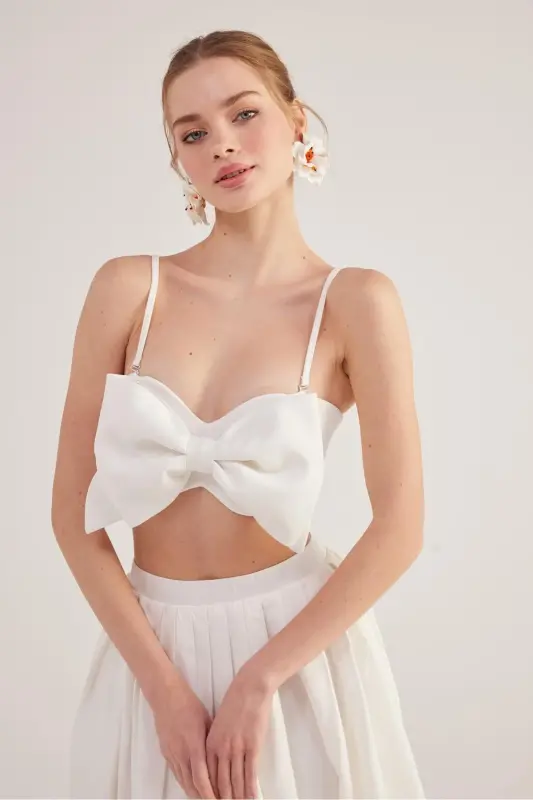 Ribbon Crop Jazmin Blouse White - 3