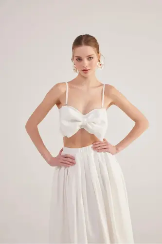 Ribbon Crop Jazmin Blouse White - 4