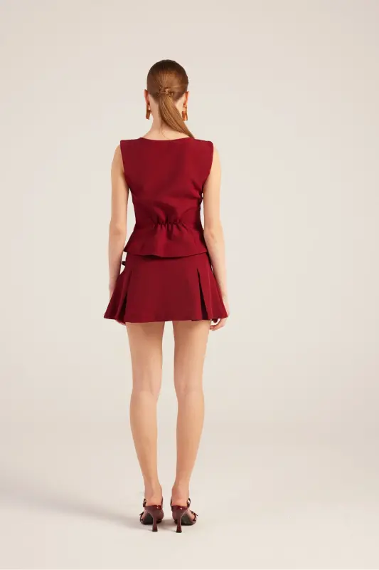 Ribboned High Waist Pleated Mini Elena Skort B - 5