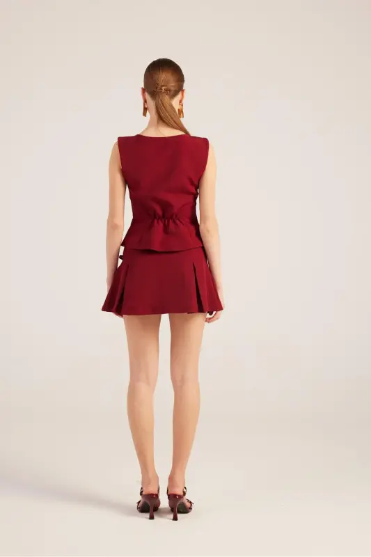 Ribboned High Waist Pleated Mini Elena Skort B - 6