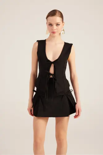 Ribboned High Waist Pleated Mini Elena Skort S - HOLLY LOLLY (1)