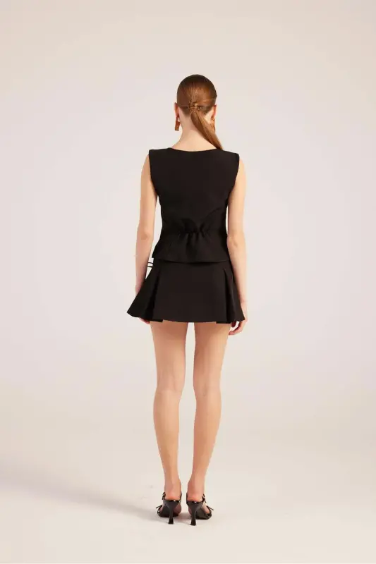 Ribboned High Waist Pleated Mini Elena Skort S - 6