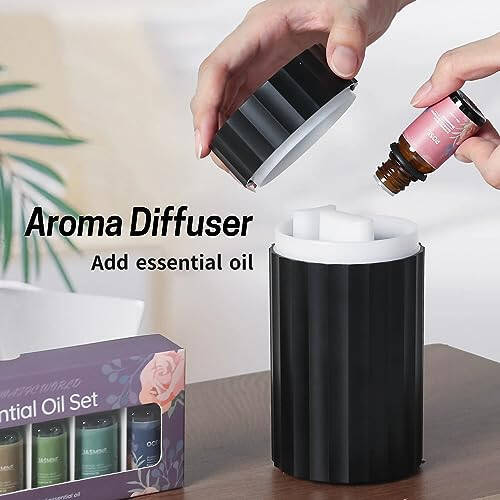 Rican Araba Difüzörü, Esansiyel Yağlar İçin Alev Difüzörü, 100ml Renkli Hava Aroması Difüzörü Nemlendirici, Araba Hava Temizleyici Aromaterapi Difüzörü Araba, Ev Ofis, Otel - Siyah - 5