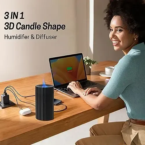 Rican Avtomobil Diffuzori, Efir Moyllari uchun Alo Diffuzori, 100ml Rangli Havo Aroma Diffuzori Namlag'ich, Avtomobil Havo Tozalagich Aromaterapiya Diffuzori Avtomobil, Uy Ofis, Mehmonxona - Qora - 6