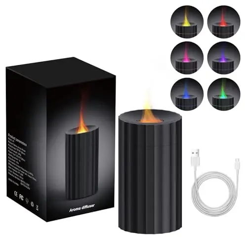 Rican Avtomobil Diffuzori, Efir Moyllari uchun Alo Diffuzori, 100ml Rangli Havo Aroma Diffuzori Namlag'ich, Avtomobil Havo Tozalagich Aromaterapiya Diffuzori Avtomobil, Uy Ofis, Mehmonxona - Qora - Rican