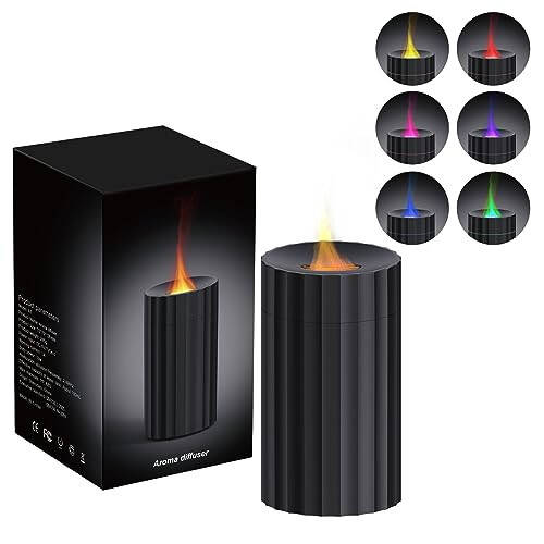 Rican Car Diffuser, Flame Diffuser for Essential Oils, 100ml Colorful Air Aroma Diffuser Humidifier, Car Air Freshener Aromatherapy Diffuser for Car, Home Office, Hotel - Black - 2