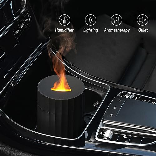 Rican Car Diffuser, Flame Diffuser for Essential Oils, 100ml Colorful Air Aroma Diffuser Humidifier, Car Air Freshener Aromatherapy Diffuser for Car, Home Office, Hotel - Black - 7