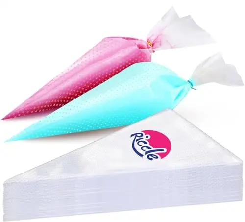 Riccle Disposable Piping Bags 16 Inch - 100 Textured Anti Burst Pastry Bags - Icing Piping Bags for Frosting - Ideal for Cakes and Cookies Decoration - RICCLE