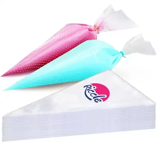 Riccle Disposable Piping Bags 16 Inch - 100 Textured Anti Burst Pastry Bags - Icing Piping Bags for Frosting - Ideal for Cakes and Cookies Decoration - RICCLE