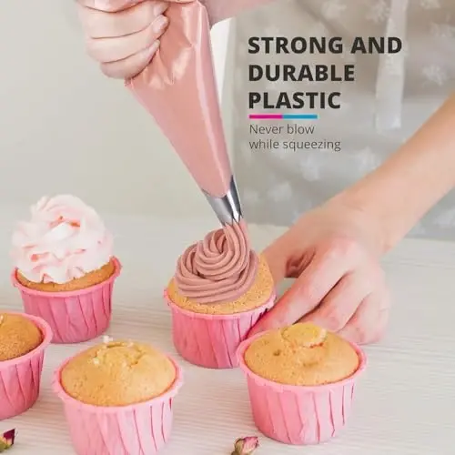 Riccle Extra Large 24 Inch Piping Bags - 100 Textured Anti Burst Thickened Disposable Pastry Bags - Icing Piping Bags for Frosting - Ideal for Cakes and Cookies Decoration - 3