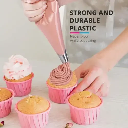 Riccle Extra Large 24 dyuymli qandolat qoplari - 100 ta teksturali, yorilishga qarshi, qalinlashgan bir martalik xaltalar - Muzlash uchun muzlatgich qoplari - Tortlar va pechenelarni bezash uchun ideal - 3