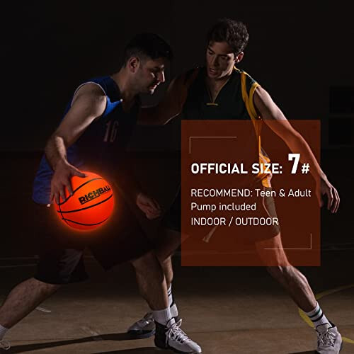 Richball LED Light Up Basketball, Glow in The Dark Basketball for Teens Boys, Indoor Outdoor Size 7 with Pump, Holographic Reflective Luminous Basketball for Night Game, Boys Girls Men Women Gifts - 3