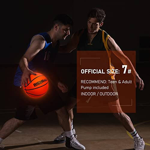 Richball LED Light Up Basketball, Glow in The Dark Basketball for Teens Boys, Indoor Outdoor Size 7 with Pump, Holographic Reflective Luminous Basketball for Night Game, Boys Girls Men Women Gifts - 3