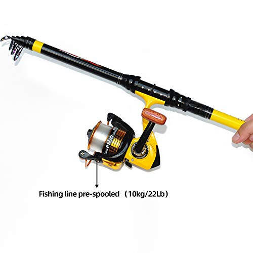 Richcat Fishing Rod and Reel Combo，Medium Heavy Poles and Reels Telescopic Rod Kits for Adults， 22lb Line Pre-spooled with Spining Reel for Travel Saltwater Freshwater Catfish Bass Fishing - 3