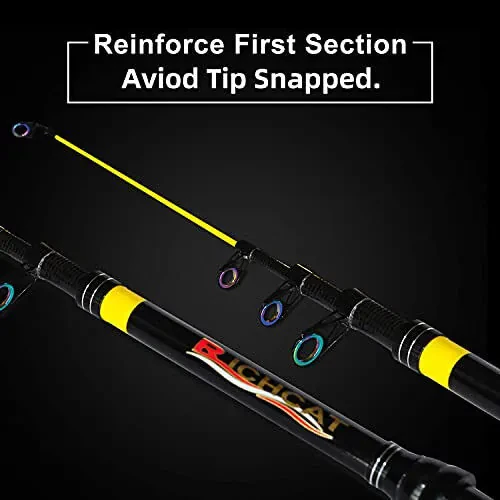 Richcat Fishing Rod and Reel Combo, Medium Heavy Poles and Reels Telescopic Rod Kits for Adults, 22lb Line Pre-spooled with Spining Reel for Travel Saltwater Freshwater Catfish Bass Fishing - 5
