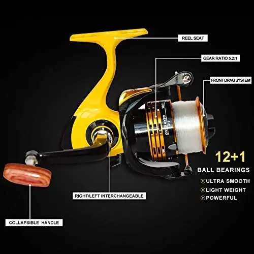 Richcat Fishing Rod and Reel Combo, Medium Heavy Poles and Reels Telescopic Rod Kits for Adults, 22lb Line Pre-spooled with Spining Reel for Travel Saltwater Freshwater Catfish Bass Fishing 