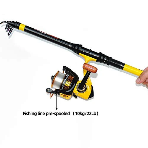 Richcat Fishing Rod and Reel Combo, Medium Heavy Poles and Reels Telescopic Rod Kits for Adults, 22lb Line Pre-spooled with Spining Reel for Travel Saltwater Freshwater Catfish Bass Fishing - RICHCAT (1)