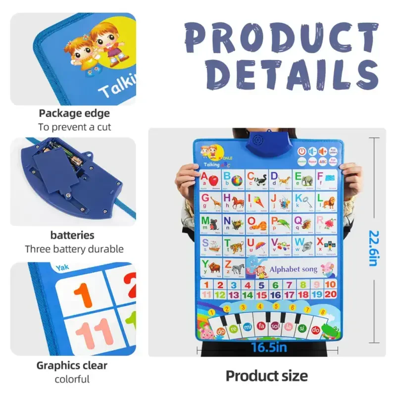 Richgv Interactive Alphabet Wall Chart, Educational Toy with Musical Features - 8