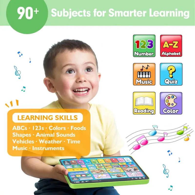 Richgv Kids O'quv Plansheti Trilingual O'quv Pad, Ta'limiy Montessori O'yinchoq Interaktiv Musiqiy O'yinchoqlar 1 Yosh O'g'il Qizlar uchun - 2