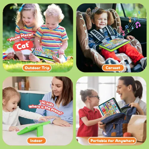 Richgv Kids O'quv Plansheti Trilingual O'quv Pad, Ta'limiy Montessori O'yinchoq Interaktiv Musiqiy O'yinchoqlar 1 Yosh O'g'il Qizlar uchun - 7