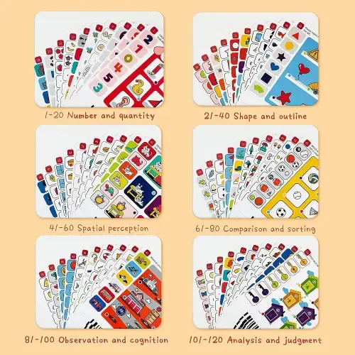 Richgv Logic Learning Pad Toddlerlar uchun, Erta Rivojlanish O'yinchoqlari, Bolalar uchun Interaktiv O'rganish O'yinchog'i, 120 Betlik Mantiqiy Mashq Kartalari, Moslashtirish O'yini O'yinchog'i, 3 4 5 6 yoshli Maktabgacha tarbiya yoshidagi o'g'il qiz uchun sovg'a +-KO'P rangli-1 - 3