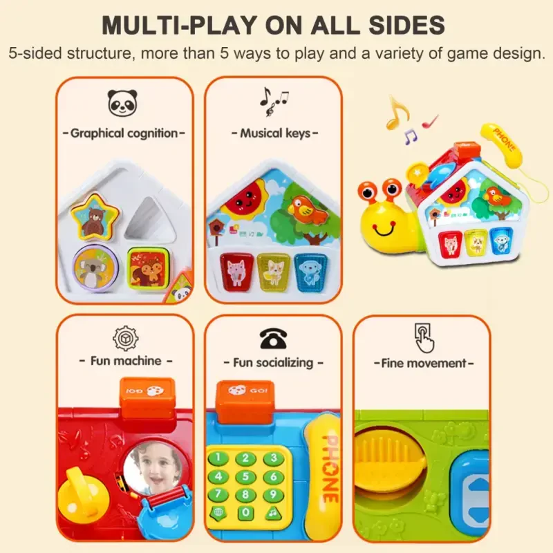 Richgv Musical Snail Toys Baby Crawling Toys for 6-12 Month, Educational Montessori Toddler Toy Christmas Gifts for Boys Girls - 6