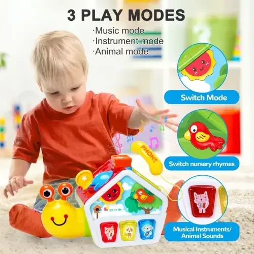 Richgv Musiqiy chig'anoq o'yinchoqlari 6-12 oylik chaqaloqlar uchun o'rmalash o'yinchoqlari, Montessori ta'limiy kichkintoy o'yinchoqlari Rojdestvo sovg'alari uchun o'g'il bolalar qizlar uchun - 1