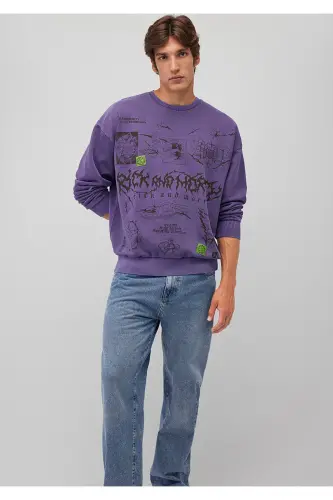 Rick and Morty Baskılı Mor Sweatshirt 0S10186-70691 - Mavi (1)