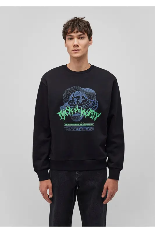 Rick and Morty Baskılı Siyah Sweatshirt 0S10185-900 - Siyah-900 - 3