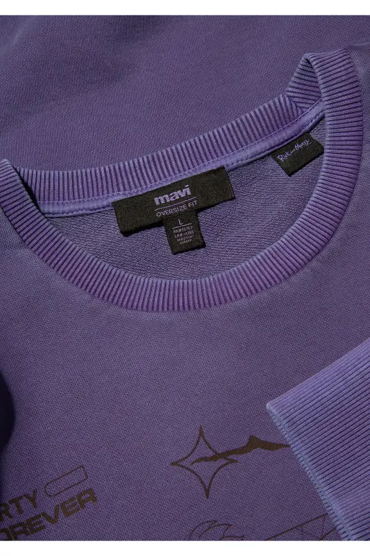 Rick and Morty bosilgan binafsha rangli svitshot - Oversize / Keng kesilgan - 6