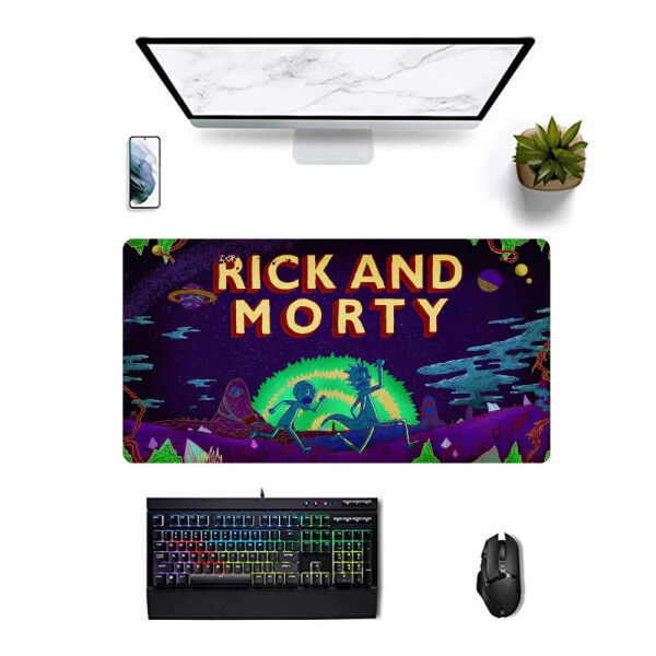 Rick and Morty O'yin Sichqoncha Pad, Kengaytirilgan Sichqoncha Pad, Ko'p Tarmoqli Sichqoncha Pad, Sirpanmaydigan Taglik Sichqoncha Pad, Uy, Ofis, Ish O'yinlari Uchun Mos, 23.62 * 11.81 dyuym - 8