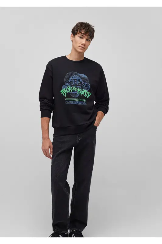 Rick and Morty Printed Black Sweatshirt 0S10185-900 - MAVI