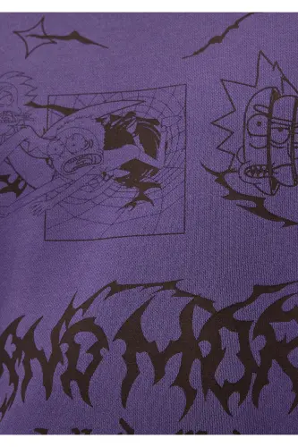Rick and Morty Printed Purple Sweatshirt - Oversize / Wide Cut - 7