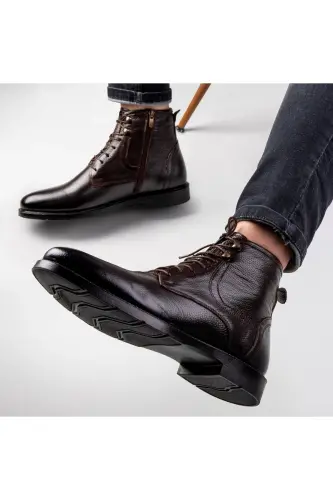 Rico Hakiki Deri Bağcıklı Kauçuk Taban Erkek Bot, - 4