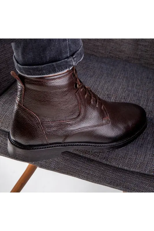 Rico Hakiki Deri Bağcıklı Kauçuk Taban Erkek Bot, - 5