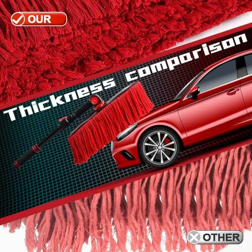 RIDE KINGS 2In1|2MOPS(Car Wash Brush Mop*1 & Car Duster Mop*1) with 1 Long Handle|Microfiber Car Brushes for Washing Exterior,Car Wash Accessories Scratch Free,Car Wash Mop for Rv Truck Boat - 6