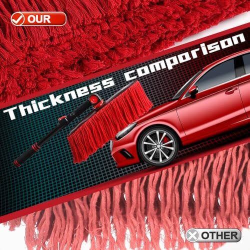 RIDE KINGS 2In1|2MOPS(Car Wash Brush Mop*1 & Car Duster Mop*1) with 1 Long Handle|Microfiber Car Brushes for Washing Exterior,Car Wash Accessories Scratch Free,Car Wash Mop for Rv Truck Boat - 6