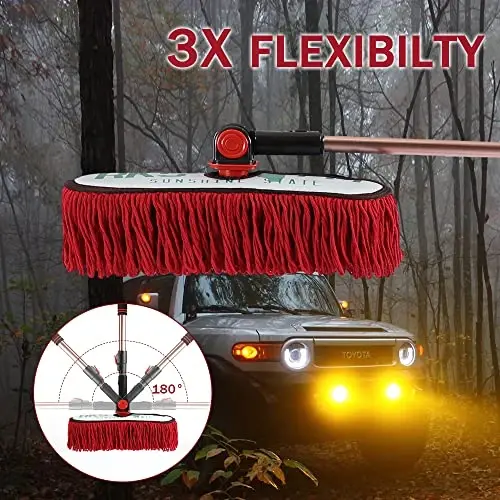RIDE KINGS Car Duster Exterior Scratch Free Extendable Handle,Wax Cotton Hair Brush Kit forTruck,SUV,RV and Motorcycle,Duster for Cleaning，No Lint（Sunshine State Designer License Plate） - 3