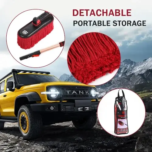 Ride Kings Car Duster Exterior Scratch Free-Stocking Stuffers Gifts for Men Women-Car Dust Brush with Extendable Telescoping Handle to Remove Dust Pollen,for Truck,and Motorcycle,Wax Cotton Hair - RIDE KINGS (1)