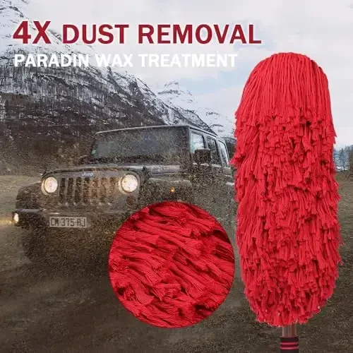 Ride Kings Car Duster Tashqi Scratch Free-Stocking Stuffers Erkaklar va Ayollar uchun sovg'alar-Chang va gulchangni olib tashlash uchun Uzaytiriladigan Teleskopik Tutqichli Avtomobil Chang cho'tkasi, Yuk mashinasi va Mototsikl uchun, Mum paxta sochlari - 5