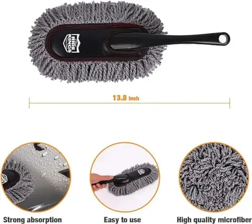 RIDE KINGS Microfiber Duster, Avtomobil Duster To'plami, Ichki va Tashqi Tozalash Vositalari, Asboblar paneli uchun Detallash Cho'tkasi, Tirnalishsiz tuklarsiz, Gulchangni olib tashlash, Uzaytiriladigan tutqich, Yuk mashinasi, SUV, RV, 2 to'plam - 3